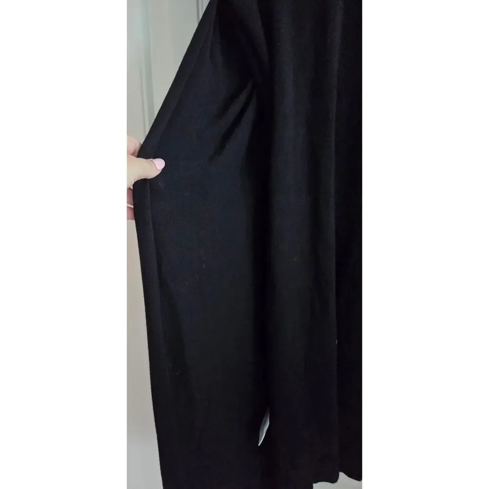 Free People Peak Show Black Ruched Knit Maxi Skirt Slit Size M Medium